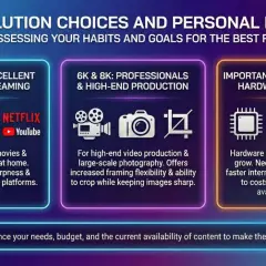 Choosing the right tv resolution: 4K for home streaming & gaming, 6K/8K for professionals. Consider hardware & content availability.