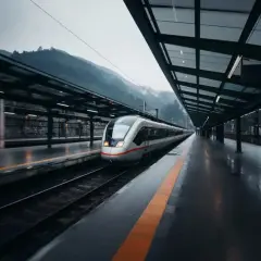 Pociąg pędzi przez stację, gotowy do podróży z Nicei do Marsylii.