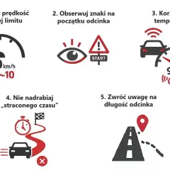 Instrukcja jazdy: ustaw prędkość poniżej limitu, obserwuj znaki, korzystaj z tempomatu. Ile DB może mieć auto? Zwróć uwagę na długość odcinka.
