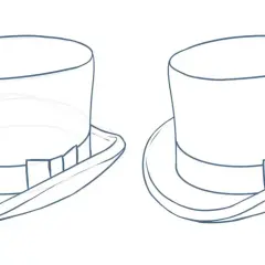 Dos sombreros de copa, uno con líneas internas para colorear. ¡Listos para darles vida con tus colores!