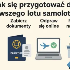 Przygotowanie do pierwszego lotu samolotem: spakuj bagaż, zabierz dokumenty, odpraw się online i przybądź na lotnisko.