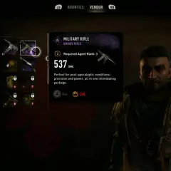 W menu gry Dying Light, widzimy karabin wojskowy, który jest najlepszym wyborem do walki w postapokaliptycznym świecie.