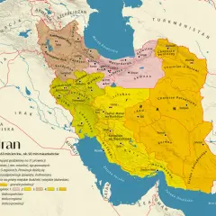 Mapa administracyjna **Persji obecnie** (Iranu) z zaznaczonymi prowincjami, stolicami i granicami.