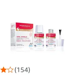 Mavala nagelförstärkare Nail Shield-kit med bas och sealer för att stärka sköra naglar.