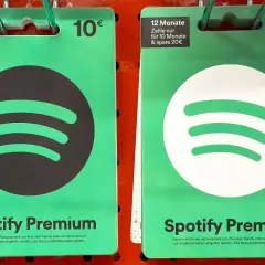 Karty podarunkowe Spotify Premium: 1 miesiąc za 10€, 12 miesięcy za 99€. Sprawdź, ile kosztuje Spotify Premium i wybierz najlepszą opcję.