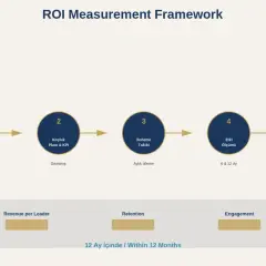 ROI Measurement Framework showing steps from baseline to ROI calculation, illustrating coaching ROI.