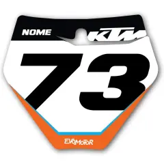Tabelle portanumero moto vintage KTM, numero 73, con spazio per il nome.