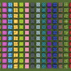 Kolekcja bloków z wzorami w Minecraft, idealna do stworzenia własnej terakoty.