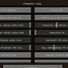 Ustawienia czatu w Minecraft. Widoczny przycisk "Narrator: Wył.", który pozwala dowiedzieć się, jak wyłączyć narratora w MC.