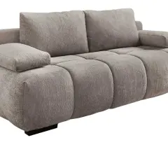 Graues Sofa mit Wellenfederung und bequemen Kissen.