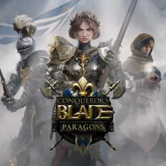 Rycerze w zbrojach, wojowniczka z koroną i sztandar. To grafika z gry Conqueror's Blade. Poradnik dla graczy.