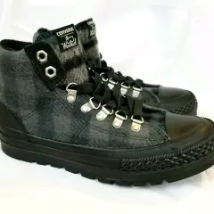 Sneakers alte Converse Woolrich uomo in lana grigia, perfette per l'inverno.