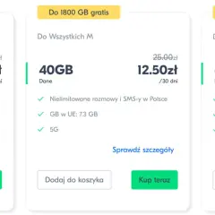 Lycamobile pakiety kody: oferty z 70GB za 17.50zł, 40GB za 12.50zł i 60GB za 15.00zł.