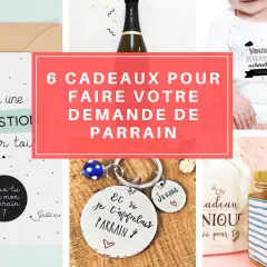 6 idées cadeaux pour une demande de parrain originale : body bébé, porte-clés, pot de miel...