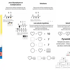 Concentration jeux de logique à imprimer : énigmes mathématiques sur les Jeux Olympiques et calculs mystères.