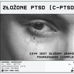 Zbliżenie na zapłakane oko, symbolizujące złożony zespół stresu pourazowego (c-PTSD). Pomoc dla osób zmagających się z traumą.
