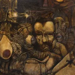 Mroczne, surrealistyczne postacie splatają się w koszmarze. Dzieła Zdzisława Beksińskiego budzą grozę i fascynację.