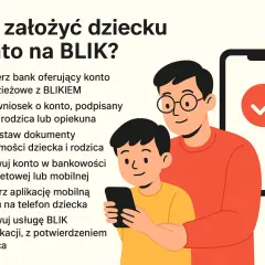 Ojciec i syn zakładają konto na BLIK. Dowiedz się, od ilu lat można mieć BLIK dla dziecka.