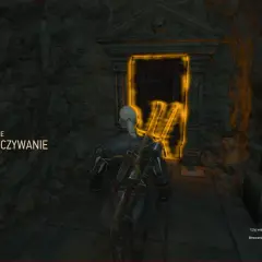 Geralt stoi przed magicznie podświetlonym wejściem do krypty. Zadanie "Wieczne odpoczywanie" zaktualizowane.