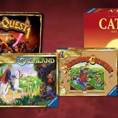 Brettspiele aus den 90ern: HeroQuest, Sagaland, Die Maulwurf Company und Catan. Nostalgische Spieleabende sind garantiert!