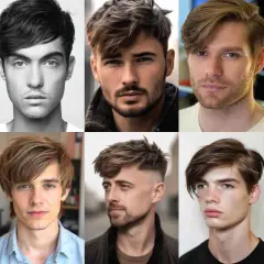 Collage de hombres con pelo corto, mostrando diversos estilos modernos y peinados.