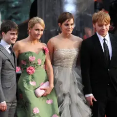 Daniel Radcliffe, J.K. Rowling, Emma Watson i Rupert Grint na premierze filmu z serii Harry Potter.