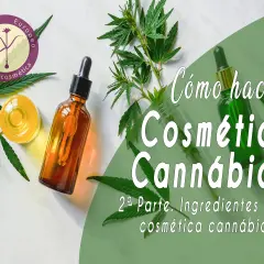 Aceite de cáñamo y sus propiedades en cosmética. Botellas de vidrio con cuentagotas y hojas de cannabis.