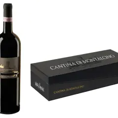 Butelka i pudełko na wino Brunello di Montalcino. Elegancki zestaw dla koneserów.