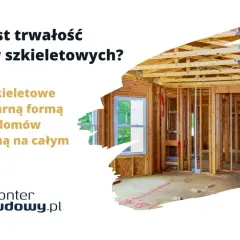 Wnętrze domu w budowie, widoczny szkielet konstrukcji drewnianej. Czy domy szkieletowe są trwałe? Tak, to popularna metoda budowy na świecie.