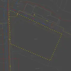 Oznaczenie hydrantu na mapie geodezyjnej, widoczne jako punkt na działce 258/1, z zaznaczonymi przyłączami wodociągowymi.
