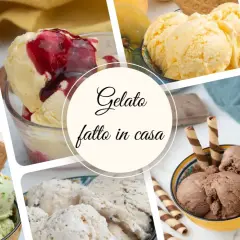 Collage di gelati fatti in casa, perfetti per chi cerca ricette gelato con gelatiera. Gusti vari, dalla crema al pistacchio, per un dessert delizioso.