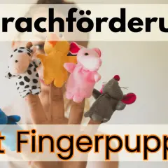 Fünf bunte Fingerpuppen auf Fingern, ideal als fingerpuppen vorlagen zum ausdrucken für Sprachförderung.