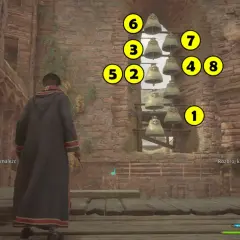 Rozwiązanie dzwoniące w Hogwarts Legacy: sekwencja dzwonków 1-2-3-4-5-6-7-8.