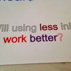 Will using less ink work better?" - pytanie o druk na folii przezroczystej.
