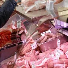 Wybieram mięso w sklepie. Zastanawiam się, jakie mięso ma najwięcej białka, przeglądając bogaty wybór wędlin i kawałków mięsa.