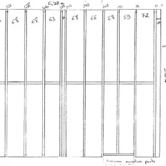 Schéma de calcul solivage plancher bois. Vue en coupe des solives numérotées (71, 63, 68, etc.) et des dimensions.
