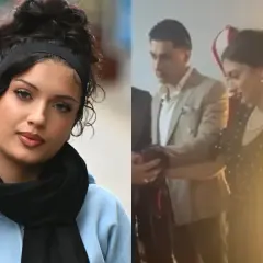 Viki Gabor w eleganckim stroju, obok niej mężczyzna w garniturze. Czy to zapowiedź ślubu?