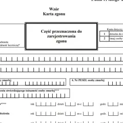 Karta zgonu - formularz do wypełnienia. W weekendy akt zgonu wystawia dyżurny lekarz.