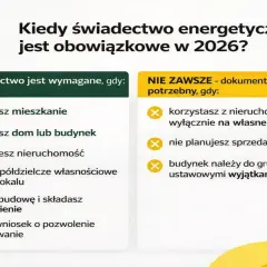 Kiedy świadectwo energetyczne jest obowiązkowe w 2026? Dokument jest wymagany przy sprzedaży, wynajmie lub zbyciu nieruchomości.