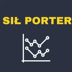 Napis "5 SIŁ PORTERA" nad białym wykresem z dwiema liniami trendu.