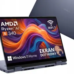 Laptop Dell z ekranem dotykowym, procesorem AMD Ryzen AI 5 340, Wi-Fi 7 i systemem Windows 11 Home. Elegancki, czarne si.