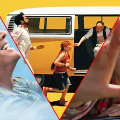 Glada ansikten och en gul buss. En trio av feel good filmer som får dig att le.
