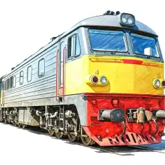 Kolorowy pociąg, symbol podróży i postępu. Ten pociąg to coś więcej niż środek transportu, to obietnica przygody.