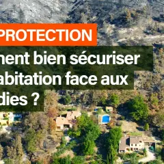 Autoprotection : comment sécuriser son habitation face aux incendies ? Vue aérienne d'une zone touchée par le feu, avec des maisons épargnées.