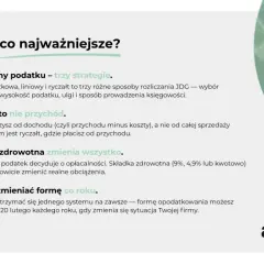 Wybór formy opodatkowania JDG wpływa na podatek. Dochód to nie przychód, a składka zdrowotna zmienia wszystko. Formę można zmieniać co roku.