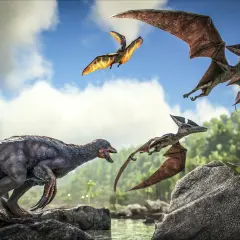 Dinozaur kontra stado pterodaktyli. Gra Ark Survival Evolved wymaga mocnego sprzętu, by cieszyć się takimi widokami.