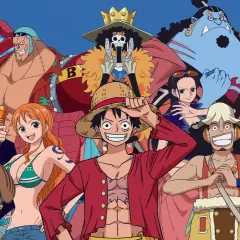Die Strohhutpiraten versammeln sich für Staffel 1 von One Piece (Anime). Luffy, Nami, Sanji, Chopper, Brook, Franky, Robin, Jinbe und Zoro sind bereit für Abenteuer.