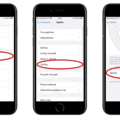 Konfiguracja CarPlay iOS na iPhonie: Ustawienia > Ogólne > CarPlay. Wybierz swój samochód, np. SKODA, aby połączyć.
