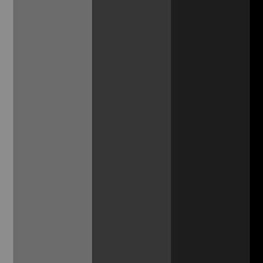 Cinque sfumature di grigio, dal chiaro all'oscuro, fino al nero più profondo.