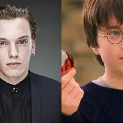 Jamie Campbell Bower obok młodego Harry'ego Pottera.